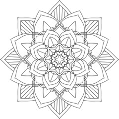 Easy Mandala coloring book simple and basic for beginners, seniors and children. Set of Mehndi flower pattern for Henna drawing and tattoo. Decoration in ethnic oriental, Indian style.