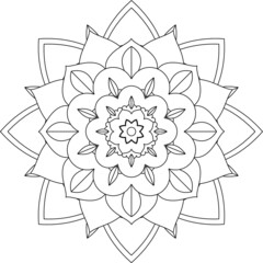 Easy Mandala coloring book simple and basic for beginners, seniors and children. Set of Mehndi flower pattern for Henna drawing and tattoo. Decoration in ethnic oriental, Indian style.