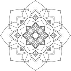 Easy Mandala coloring book simple and basic for beginners, seniors and children. Set of Mehndi flower pattern for Henna drawing and tattoo. Decoration in ethnic oriental, Indian style.