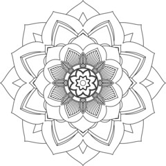 Easy Mandala coloring book simple and basic for beginners, seniors and children. Set of Mehndi flower pattern for Henna drawing and tattoo. Decoration in ethnic oriental, Indian style.