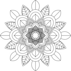 Easy Mandala coloring book simple and basic for beginners, seniors and children. Set of Mehndi flower pattern for Henna drawing and tattoo. Decoration in ethnic oriental, Indian style.