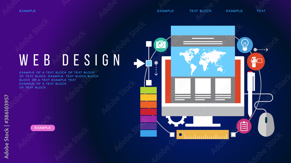 Poster user experience. web development, optimization.interface in e-commerce. website layout elements. sit