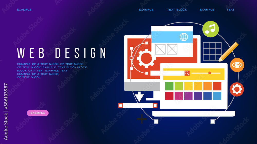 Poster user experience. web development, optimization.interface in e-commerce. website layout elements. sit