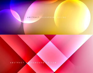 Set of trendy bright geometric minimal abstract backgrounds