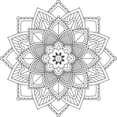 Easy Mandala coloring book simple and basic for beginners, seniors and children. Set of Mehndi flower pattern for Henna drawing and tattoo. Decoration in ethnic oriental, Indian style.