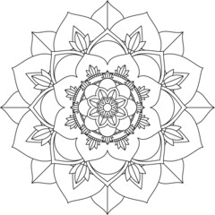 Easy Mandala coloring book simple and basic for beginners, seniors and children. Set of Mehndi flower pattern for Henna drawing and tattoo. Decoration in ethnic oriental, Indian style.