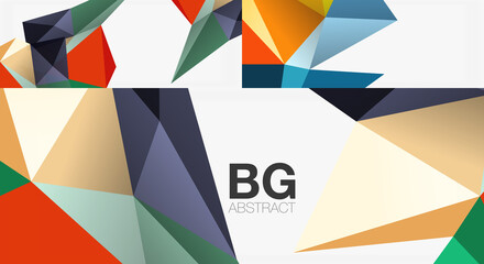 Set of 3d low poly shape geometric abstract backgrounds. Vector illustrations for covers, banners, flyers and posters and other templates