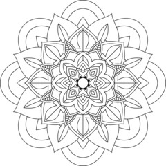 Easy Mandala coloring book simple and basic for beginners, seniors and children. Set of Mehndi flower pattern for Henna drawing and tattoo. Decoration in ethnic oriental, Indian style.