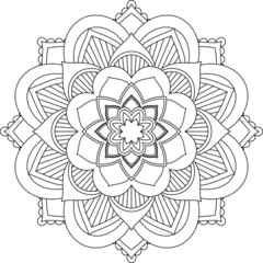 Easy Mandala coloring book simple and basic for beginners, seniors and children. Set of Mehndi flower pattern for Henna drawing and tattoo. Decoration in ethnic oriental, Indian style.