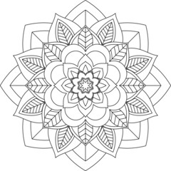 Easy Mandala coloring book simple and basic for beginners, seniors and children. Set of Mehndi flower pattern for Henna drawing and tattoo. Decoration in ethnic oriental, Indian style.