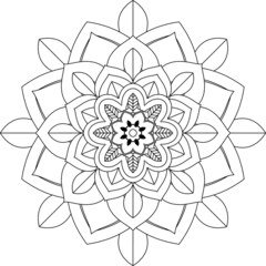 Easy Mandala coloring book simple and basic for beginners, seniors and children. Set of Mehndi flower pattern for Henna drawing and tattoo. Decoration in ethnic oriental, Indian style.