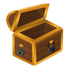 Empty dower chest icon. Cartoon of empty dower chest vector icon for web design isolated on white background