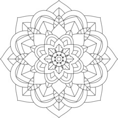 Easy Mandala coloring book simple and basic for beginners, seniors and children. Set of Mehndi flower pattern for Henna drawing and tattoo. Decoration in ethnic oriental, Indian style.