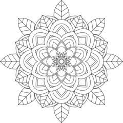 Easy Mandala coloring book simple and basic for beginners, seniors and children. Set of Mehndi flower pattern for Henna drawing and tattoo. Decoration in ethnic oriental, Indian style.