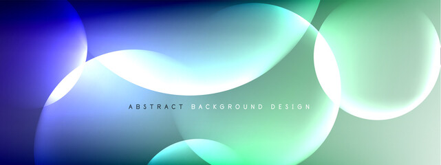 Vector abstract background liquid bubble circles on fluid gradient with shadows and light effects. Shiny design templates for text