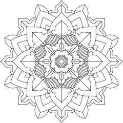 Easy Mandala coloring book simple and basic for beginners, seniors and children. Set of Mehndi flower pattern for Henna drawing and tattoo. Decoration in ethnic oriental, Indian style.