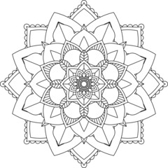 Easy Mandala coloring book simple and basic for beginners, seniors and children. Set of Mehndi flower pattern for Henna drawing and tattoo. Decoration in ethnic oriental, Indian style.