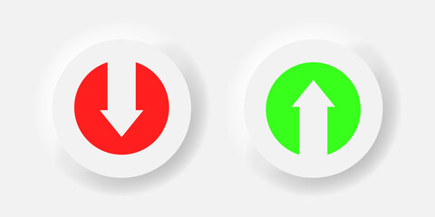 Download and upload vector icon on neumorphism style buttons illustration.
