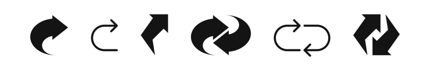Arrow rotate vector refresh icon, rotation loop black flat simple sign on white background.