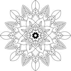 Easy Mandala coloring book simple and basic for beginners, seniors and children. Set of Mehndi flower pattern for Henna drawing and tattoo. Decoration in ethnic oriental, Indian style.