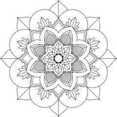 Easy Mandala coloring book simple and basic for beginners, seniors and children. Set of Mehndi flower pattern for Henna drawing and tattoo. Decoration in ethnic oriental, Indian style.