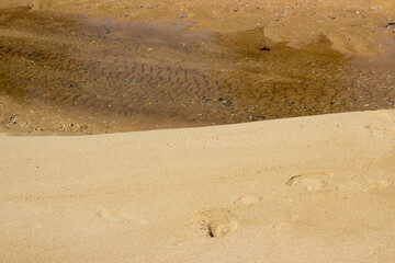 Sand and water nature texture, Beach sand dune of background.