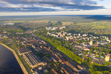 Fototapeta na wymiar Aerial view, drone photography, panorama of Perm, Ural region of Russia.