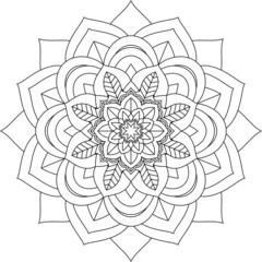 Easy Mandala coloring book simple and basic for beginners, seniors and children. Set of Mehndi flower pattern for Henna drawing and tattoo. Decoration in ethnic oriental, Indian style.