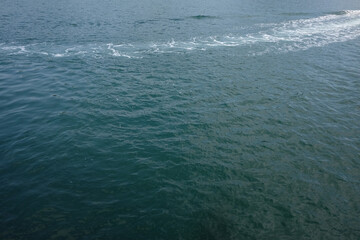 Abstract ocean design template with underwater part and sunset skylight