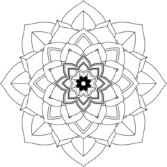 Obraz premium Easy Mandala coloring book simple and basic for beginners, seniors and children. Set of Mehndi flower pattern for Henna drawing and tattoo. Decoration in ethnic oriental, Indian style.