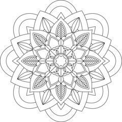 Easy Mandala coloring book simple and basic for beginners, seniors and children. Set of Mehndi flower pattern for Henna drawing and tattoo. Decoration in ethnic oriental, Indian style.