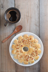 Shortbread cookies with peanuts and coffee