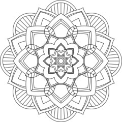 Obraz premium Easy Mandala coloring book simple and basic for beginners, seniors and children. Set of Mehndi flower pattern for Henna drawing and tattoo. Decoration in ethnic oriental, Indian style.