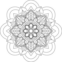 Easy Mandala coloring book simple and basic for beginners, seniors and children. Set of Mehndi flower pattern for Henna drawing and tattoo. Decoration in ethnic oriental, Indian style.