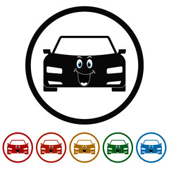 Smile car ring icon, color set