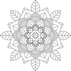 Easy Mandala coloring book simple and basic for beginners, seniors and children. Set of Mehndi flower pattern for Henna drawing and tattoo. Decoration in ethnic oriental, Indian style.