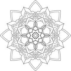 Easy Mandala coloring book simple and basic for beginners, seniors and children. Set of Mehndi flower pattern for Henna drawing and tattoo. Decoration in ethnic oriental, Indian style.