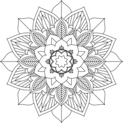 Easy Mandala coloring book simple and basic for beginners, seniors and children. Set of Mehndi flower pattern for Henna drawing and tattoo. Decoration in ethnic oriental, Indian style.