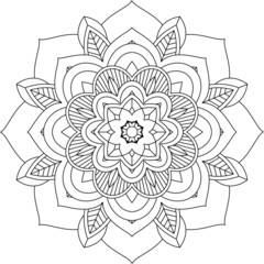 Easy Mandala coloring book simple and basic for beginners, seniors and children. Set of Mehndi flower pattern for Henna drawing and tattoo. Decoration in ethnic oriental, Indian style.