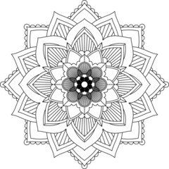 Easy Mandala coloring book simple and basic for beginners, seniors and children. Set of Mehndi flower pattern for Henna drawing and tattoo. Decoration in ethnic oriental, Indian style.