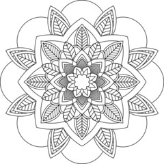 Easy Mandala coloring book simple and basic for beginners, seniors and children. Set of Mehndi flower pattern for Henna drawing and tattoo. Decoration in ethnic oriental, Indian style.