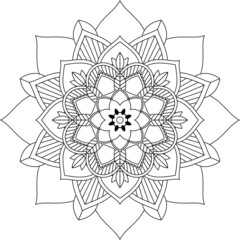 Easy Mandala coloring book simple and basic for beginners, seniors and children. Set of Mehndi flower pattern for Henna drawing and tattoo. Decoration in ethnic oriental, Indian style.