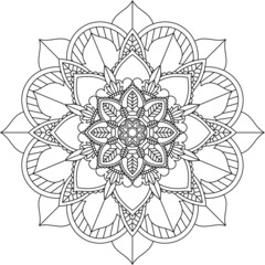 Easy Mandala coloring book simple and basic for beginners, seniors and children. Set of Mehndi flower pattern for Henna drawing and tattoo. Decoration in ethnic oriental, Indian style.