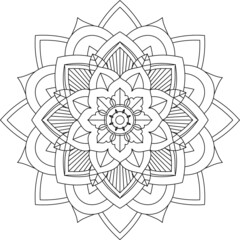Easy Mandala coloring book simple and basic for beginners, seniors and children. Set of Mehndi flower pattern for Henna drawing and tattoo. Decoration in ethnic oriental, Indian style.