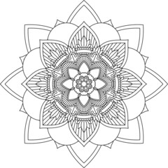 Easy Mandala coloring book simple and basic for beginners, seniors and children. Set of Mehndi flower pattern for Henna drawing and tattoo. Decoration in ethnic oriental, Indian style.