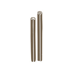 Cute caption cinnamon sticks on transparent background. Cozy spice pictogram original design. Vector shabby hand drawn illustration