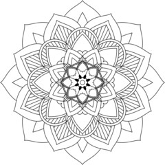 Easy Mandala coloring book simple and basic for beginners, seniors and children. Set of Mehndi flower pattern for Henna drawing and tattoo. Decoration in ethnic oriental, Indian style.