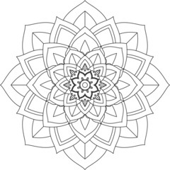 Easy Mandala coloring book simple and basic for beginners, seniors and children. Set of Mehndi flower pattern for Henna drawing and tattoo. Decoration in ethnic oriental, Indian style.