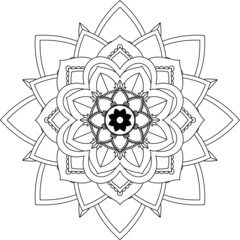 Easy Mandala coloring book simple and basic for beginners, seniors and children. Set of Mehndi flower pattern for Henna drawing and tattoo. Decoration in ethnic oriental, Indian style.