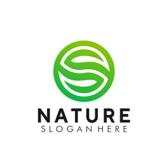 Letter S, Green Nature Leaf, Circle Monogram Logo Design Symbol Vector Illustration